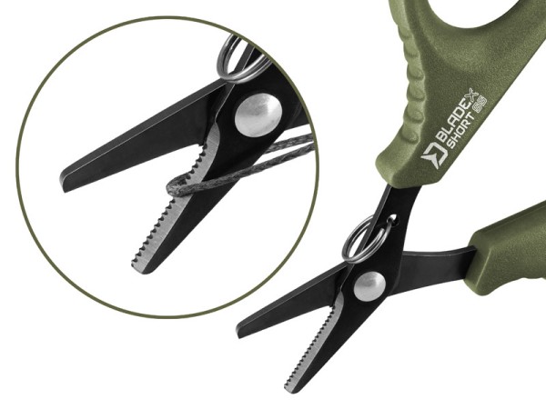 Delphin BladeX Short Schere 9,5cm für Geflechtschnüre Schnurschere Angelschere
