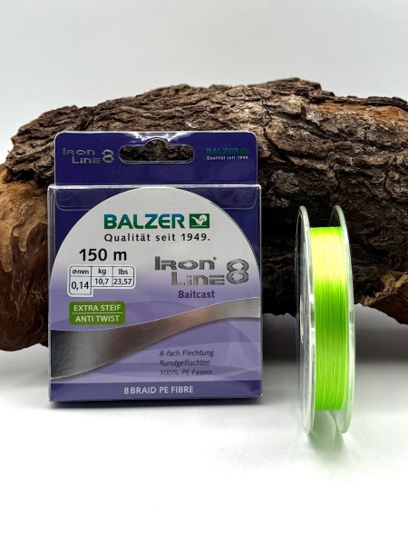Balzer Iron Line 8x Baitcast 150m geflochtene Schnur 0,10mm 0,14mm 0,18mm 0,22mm