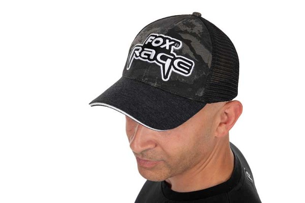 Fox Rage Embroided Camo Black Trucker Cap