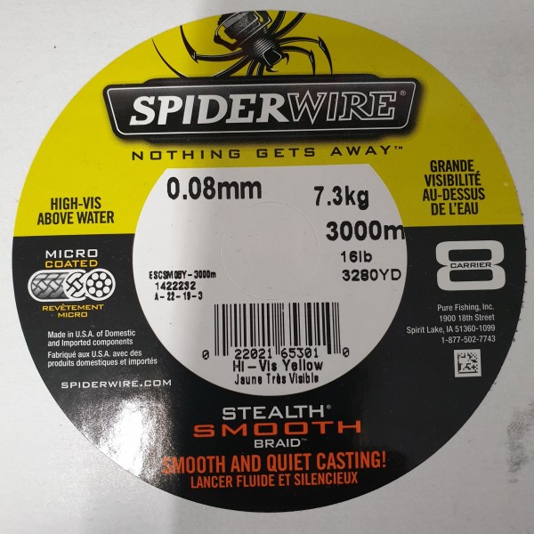 Spiderwire Stealth Smooth 8 Hi-Vis Yellow je 10m 7,3kg 16lb 0,08mm