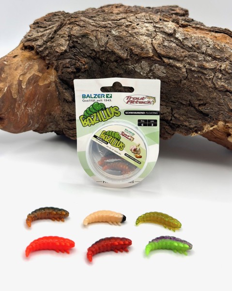 Balzer Trout Attack Bazillus Knoblauch 3cm 1,5g schwimmend 6 Stück