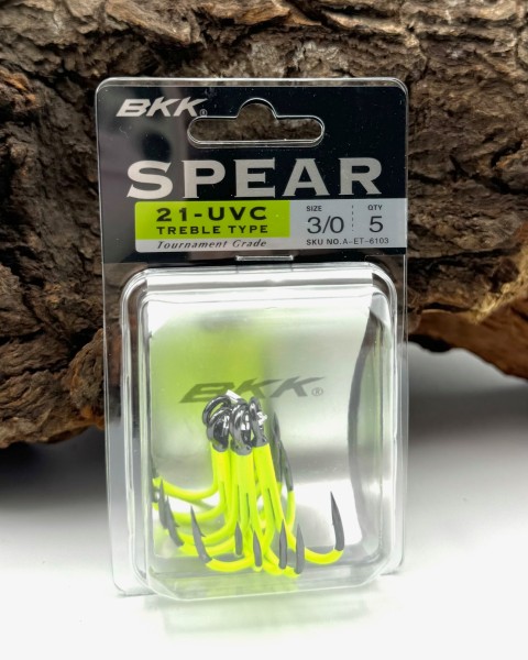 BKK Spear-21 UVC Treble Hook Drillinge Chartreuse