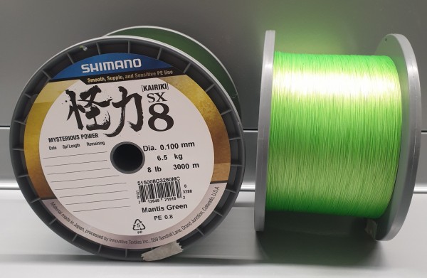 Shimano NEW Kairiki VT PE 0.16mm Mantis Green 10,3kg 10m 8 fach geflochten