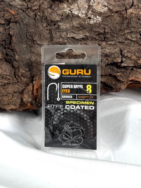 Guru Super MWG Eyed Barbed Hook Gr.8 PTFE Specimen Öhrhaken 10 Stück