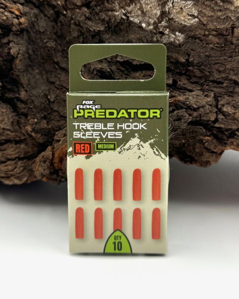 Fox Rage Predator Red Treble Hook Sleeves in Medium und Large 10Stück