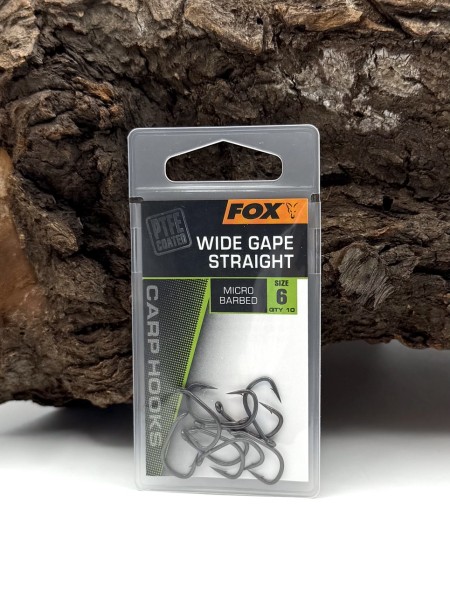 Fox Wide Gape Straight PTFE Karpfenhaken Micro Barbed Größe 2 4 6