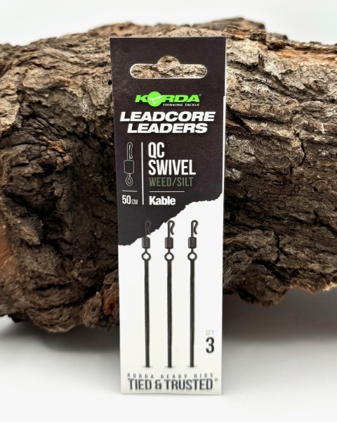 Korda Leadcore Leader QC Swivel Kable 50cm in Weed/Silt Gravel