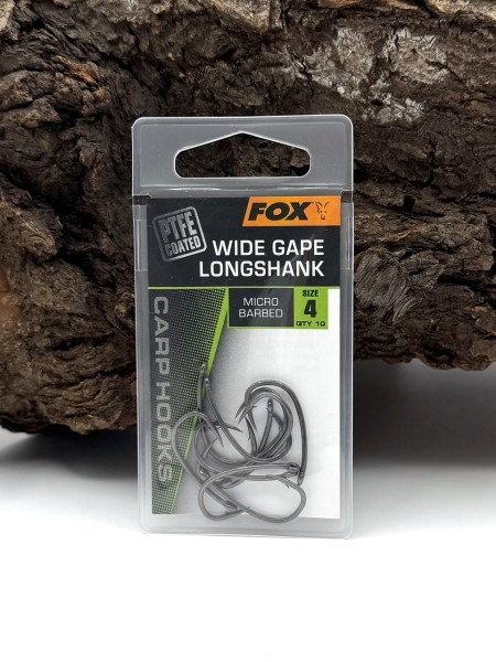 Fox Super Wide Gape Long Shank PTFE Karpfenhaken Micro Barbed Größe 2 4 6