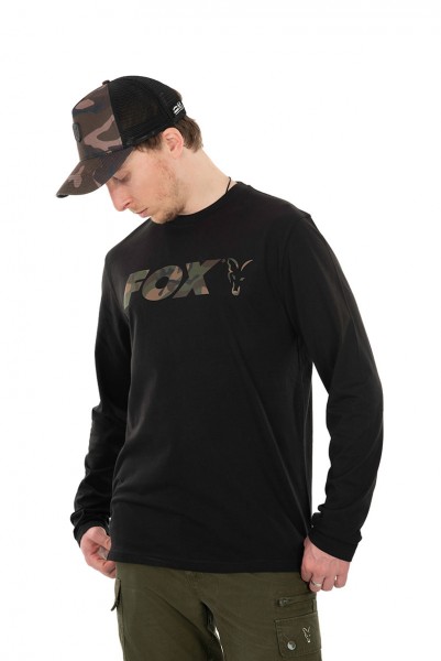 Fox Long Sleeve Black/Camo T-Shirt Größe S M L XL XXL XXXL ABVERKAUF