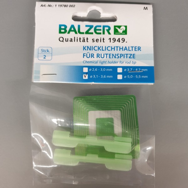 Balzer Knicklichthalter fluoreszierend für Rutenspitze 3,1mm - 3,6mm M 2 Stück