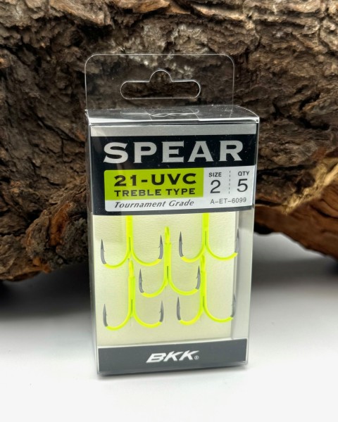 BKK Spear-21 UVC Treble Hook Drillinge Chartreuse