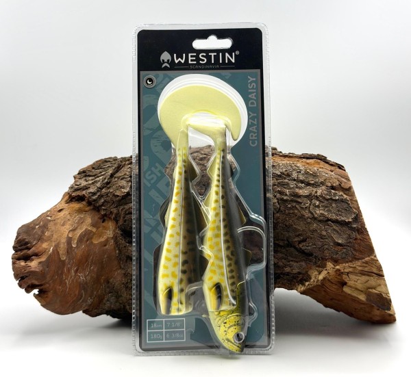 Westin Crazy Daisy Jig 180g 18cm 4 Farben Heilbutt Großdorsch Shad Gummifisch