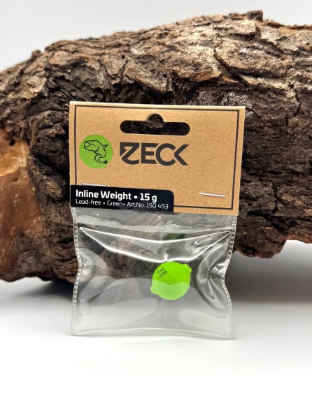 Zeck Wels Inline Weight Green 10g 15g 20g 30g 40g 60g 100g Lead free Vorfachgewichte