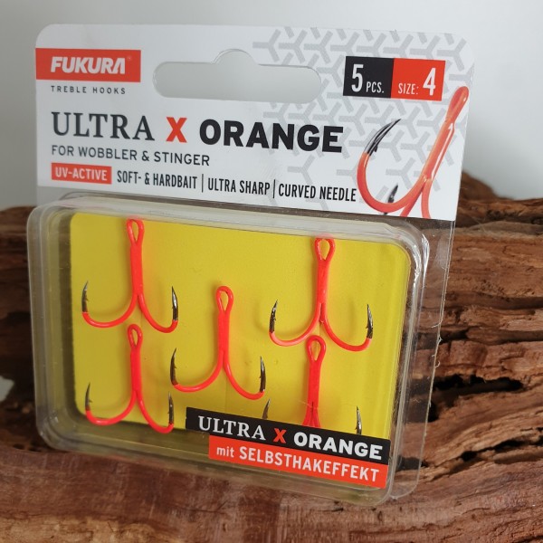 Lieblingsköder Fukura Ultra X Orange Drillinge Gr. 2 4 6 8 UV-Active