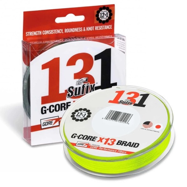 Sufix 131 G-Core X13 Braid 0,148mm 8,10kg 150m Neon Chartreuse Geflochtene Angelschnur SALE
