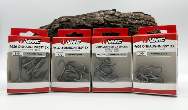 VMC 9626 O'Shaughnessy 3X-Cut Point-Short/Court Treble Permasteel 5er-Pack