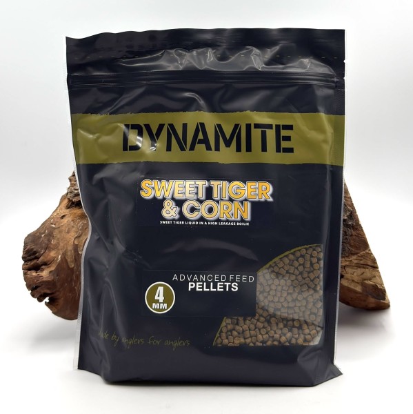 Dynamite Baits Sweet Tiger & Corn Advanced Feed Pellets 4mm 8mm 900g