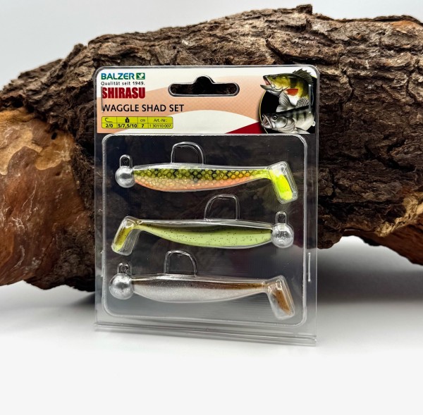 Balzer Shirasu Waggle Shad Set 5cm 7cm 10cm 3 Farben Shad 2 Go Gummiköder