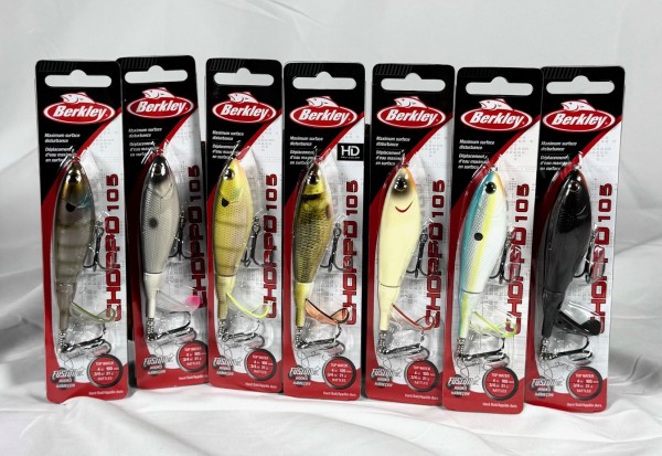 Berkley Choppo Topwater 105mm 21g 10 Farben Proppelerschwanz Justin Lucas Design
