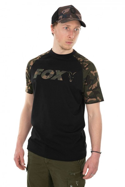 Fox Raglan T-Shirt Black/Camo Größe S M L XL XXL XXXL