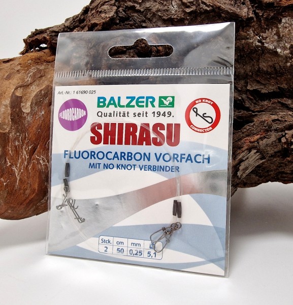 Balzer Shirasu Fluorocarbon Rig mit Snap & No Knot 0,25mm 50cm 5,1kg Barsch