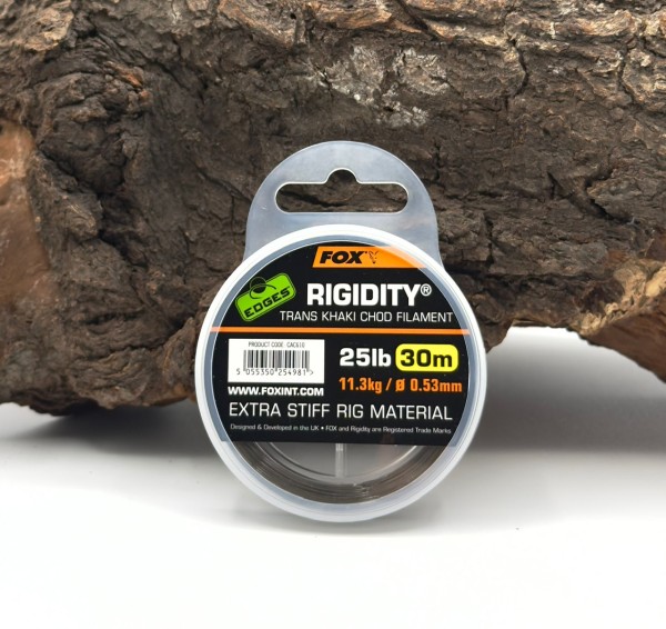 Fox Edges Rigidity Chod Filament 0.53mm 25lb x 30m - trans khaki