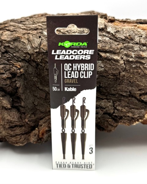 Korda Leadcore Leaders QC Hybrid Lead Clip 50cm Kable in Gravel und Weed