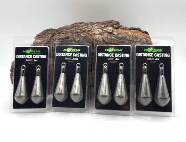 Korda Distance Casting Swivel Gravel / Weed Blister 2 Stück Karpfenblei 3oz/85g 3,5oz/99g 4oz/113g