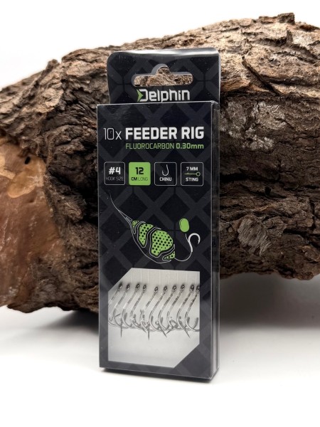 Delphin Feeder Rig Fluorocarbon Chinu mit Ködernadel Gr. 4 6 8