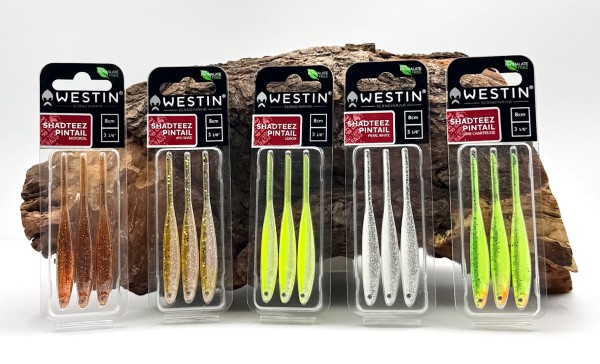 Westin ShadTeez Pintail 8cm 1,4g 6 Farben 3 Stück Gummiköder Trailer