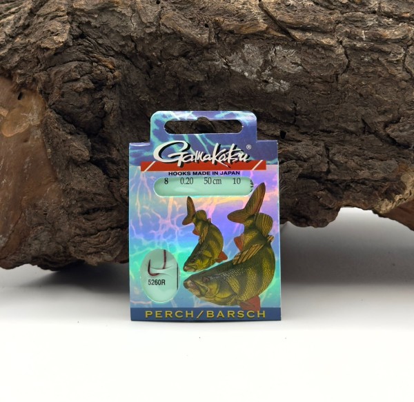 Gamakatsu 5260R Perch/Barsch Haken Rot Gr. 4 6 8 10 Länge 50cm