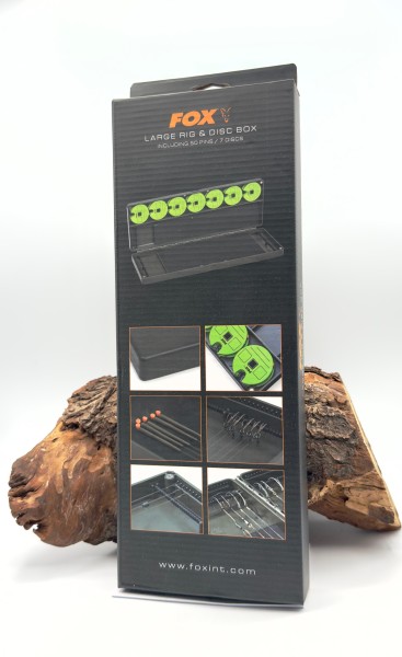 Fox Edges Large Rig & Disc Box 35,5x13x3,5cm inkl. 50 pins + 7 Wickelscheiben