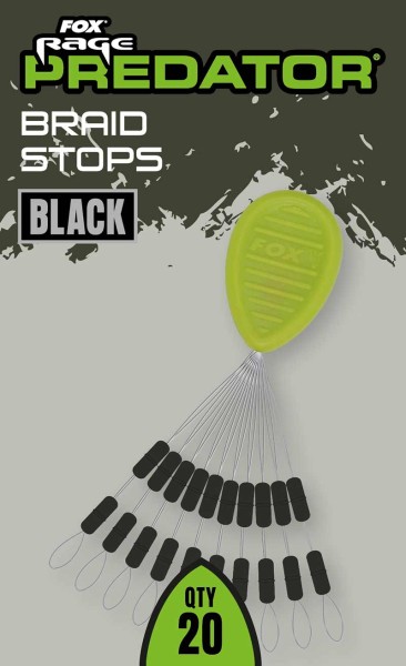 Fox Rage Predator Braid Stops für Geflecht & Mono 20Stück Farbe Black