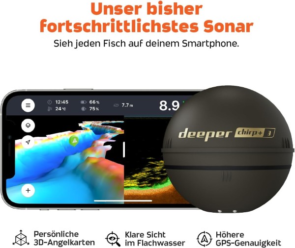 Deeper Smart Sonar Chirp+3 Wireless Sonar Fishfinder für iPhone iOS + Android