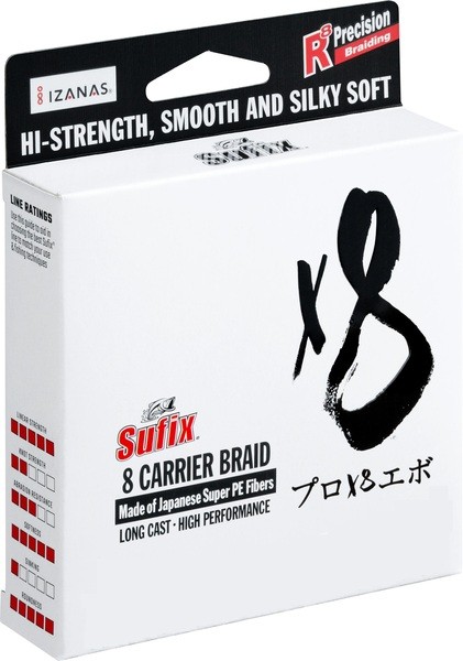 Sufix 8 Carrier Braid 0,165mm 10,50kg 150m Neon Chartreuse Geflochtene Angelschnur SALE