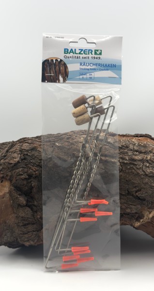 Balzer Edelstahl Räucherhaken mit Holzgriff 18cm 5 Stk.
