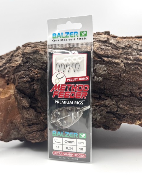 Balzer Method Feeder Haken mit Pelletband Gr. 4 6 8 10 12 14 5 Stück Premium Rigs