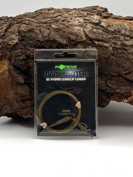 Korda Dark Matter QC Hybrid Leadclip Leader Weed Gravel Clear 40lb 18,1kg 1m
