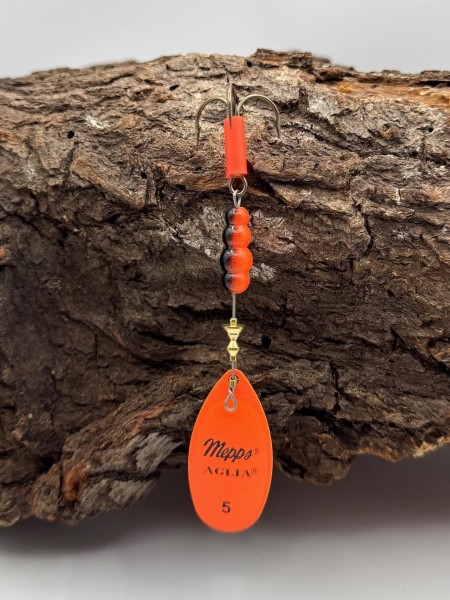 Mepps Spinner Aglia Fluo Red Tiger Weiß Orange Gelb Gr. 5 13g