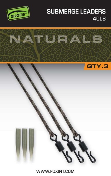 Fox Edges Naturals Submerge Leaders 75cm 30lb 40lb 3 Stück