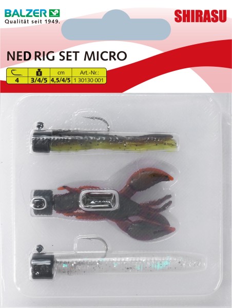 Balzer Shirasu Micro Ned Rig Set 4,5cm 3g 4g 5g Gummiköder 3Stück