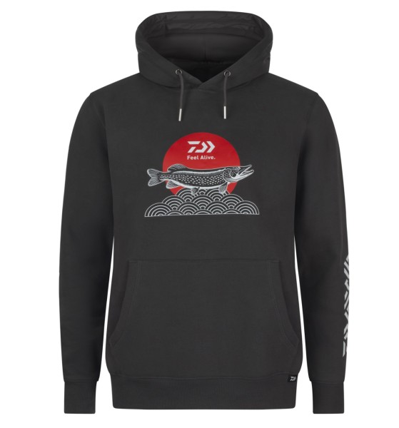 DAIWA Hoodie Japan Pike Charcoal Kapuzenpullover M L XL XXL