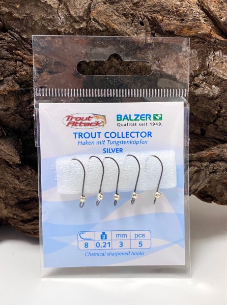 Balzer Trout Collector Haken mit Tungsten Köpfen silberne Perle 4 Gewichte Gr. 8 ABVERKAUF