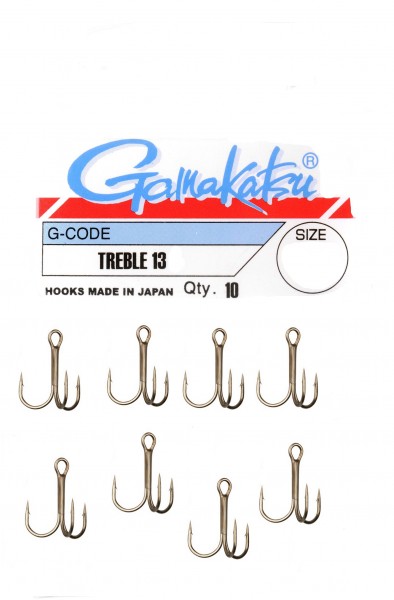 Gamakatsu 13B Treble Hooks Bronze 1/0 2/0 3/0 1 2 4 6 8 10 12