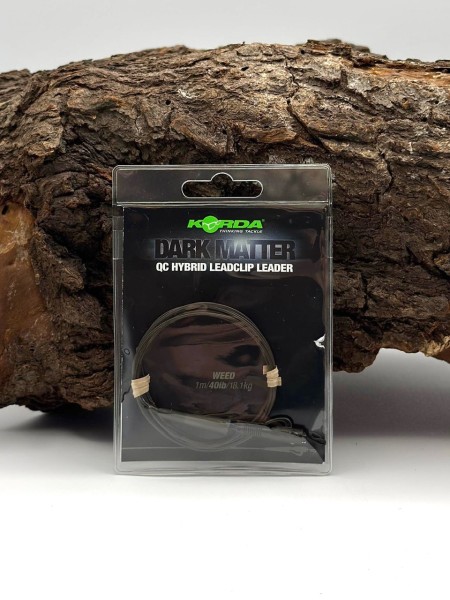 Korda Dark Matter QC Hybrid Leadclip Leader Weed Gravel Clear 40lb 18,1kg 1m