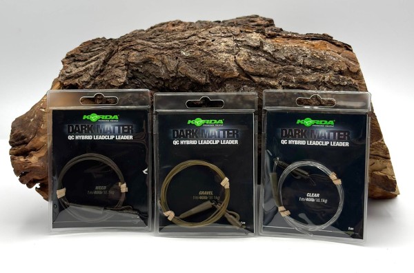Korda Dark Matter QC Hybrid Leadclip Leader Weed Gravel Clear 40lb 18,1kg 1m