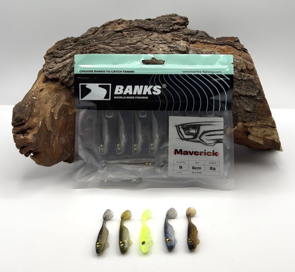 BANKS Maverick 6cm 2g 9 Stück Finesse Gummifisch für Barsch & Zander 7 Farben