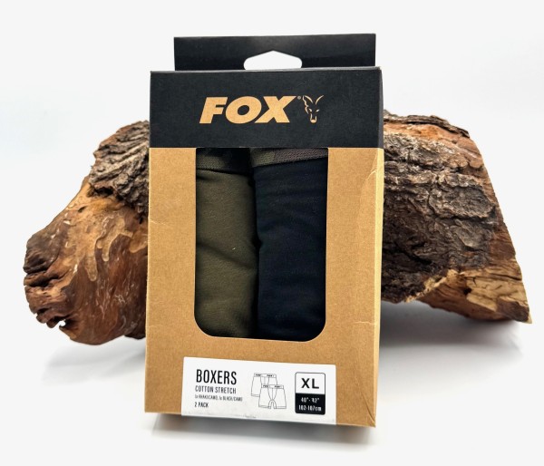 Fox Boxer Shorts Doppelpack Khaki/Black – Größen M L XL