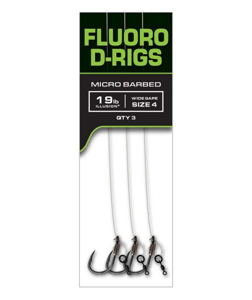 Fox Carp Ready Rigs Fluoro D-Rig 19lb 30cm Gr. 4 & 6 Micro Barbed 3 Stück