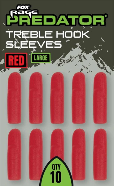 Fox Rage Predator Red Treble Hook Sleeves in Medium und Large 10Stück